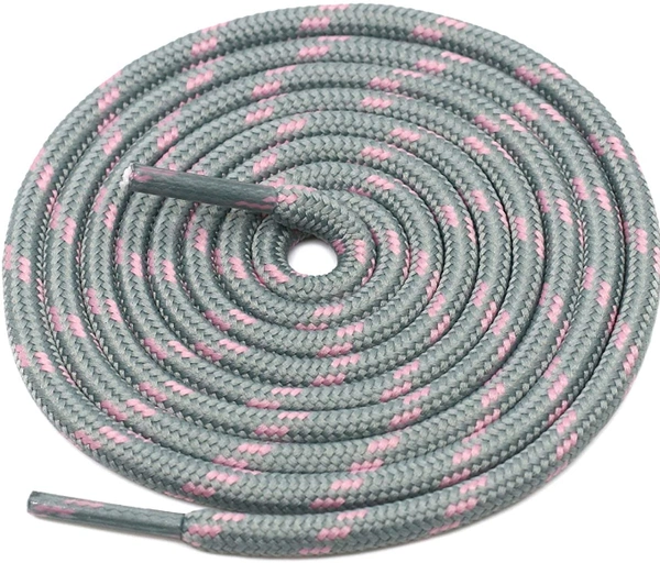 GRAH SANGRAH® 3 Pair (1 Pair Per Single Color) Shoelaces for Hiking Shoes, Walking Sneakers, Climbing, Work Boot, Running, Casual, Sport Shoes (SL-211-212-215) - 120 cm, Grey Pink_Grey Green_Grey Black
